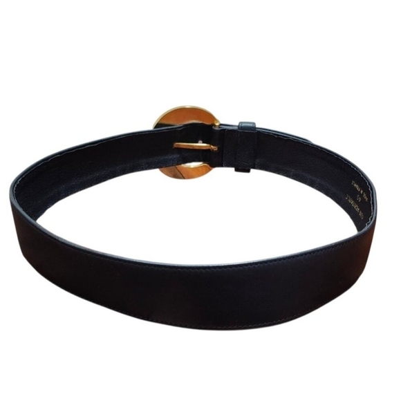 Givenchy Blue Leather Belt Gold G Buckle Designer Statement made in France 40 - Picture 4 of 8